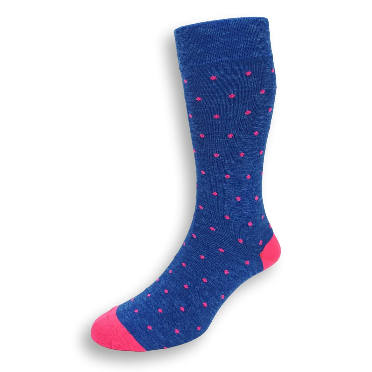 Pima Cotton Fluo Polka Dots Mid-Calf Dress Socks