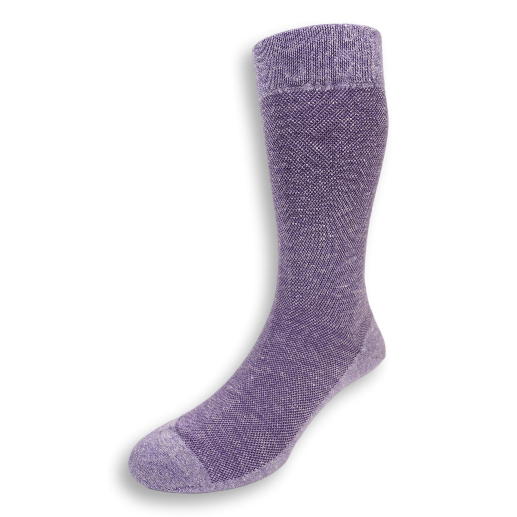 Linen Pima Cotton Blend Piqué Over the Calf Dress Socks