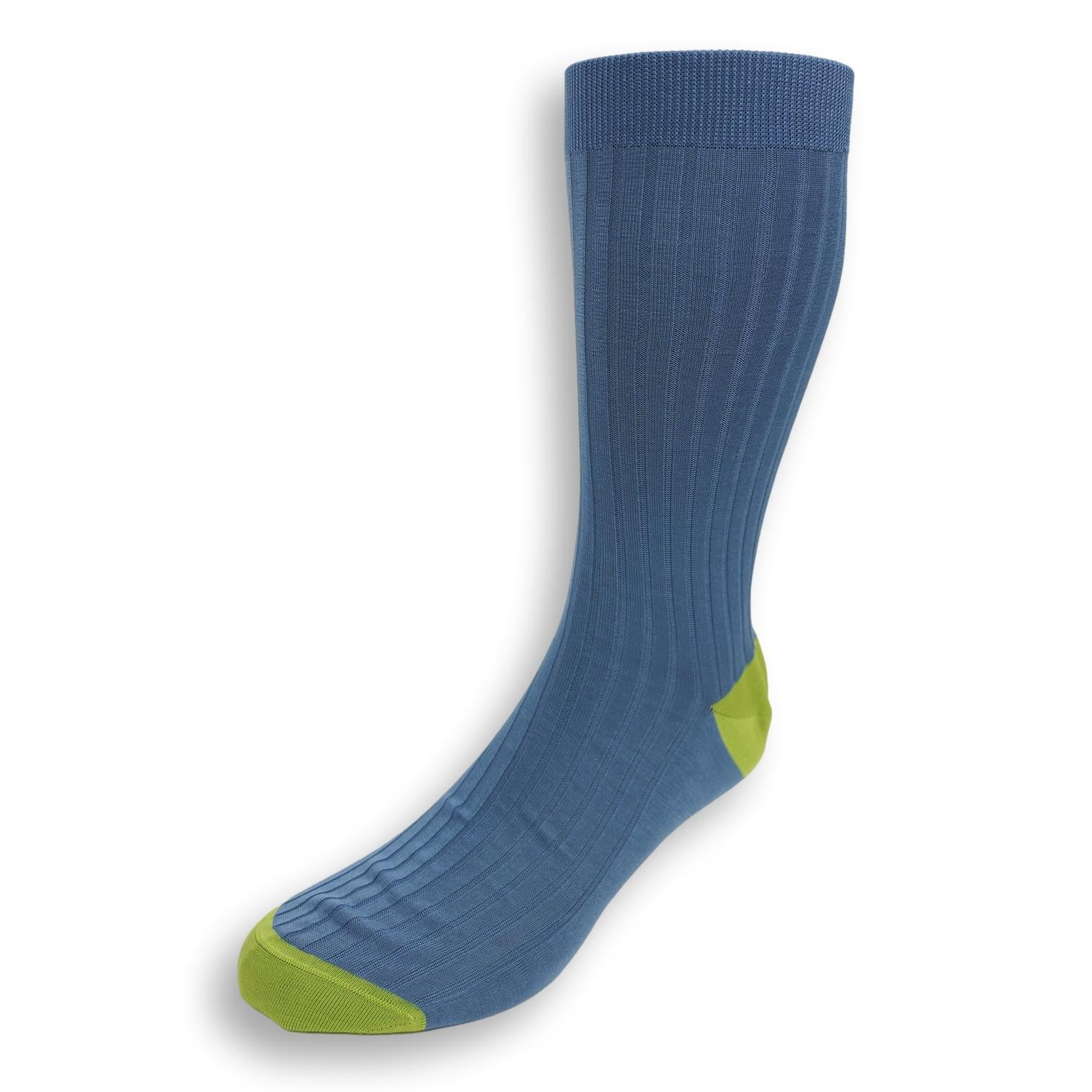 Mid-Calf Cotton Ribbed Two Tone Dress Sock