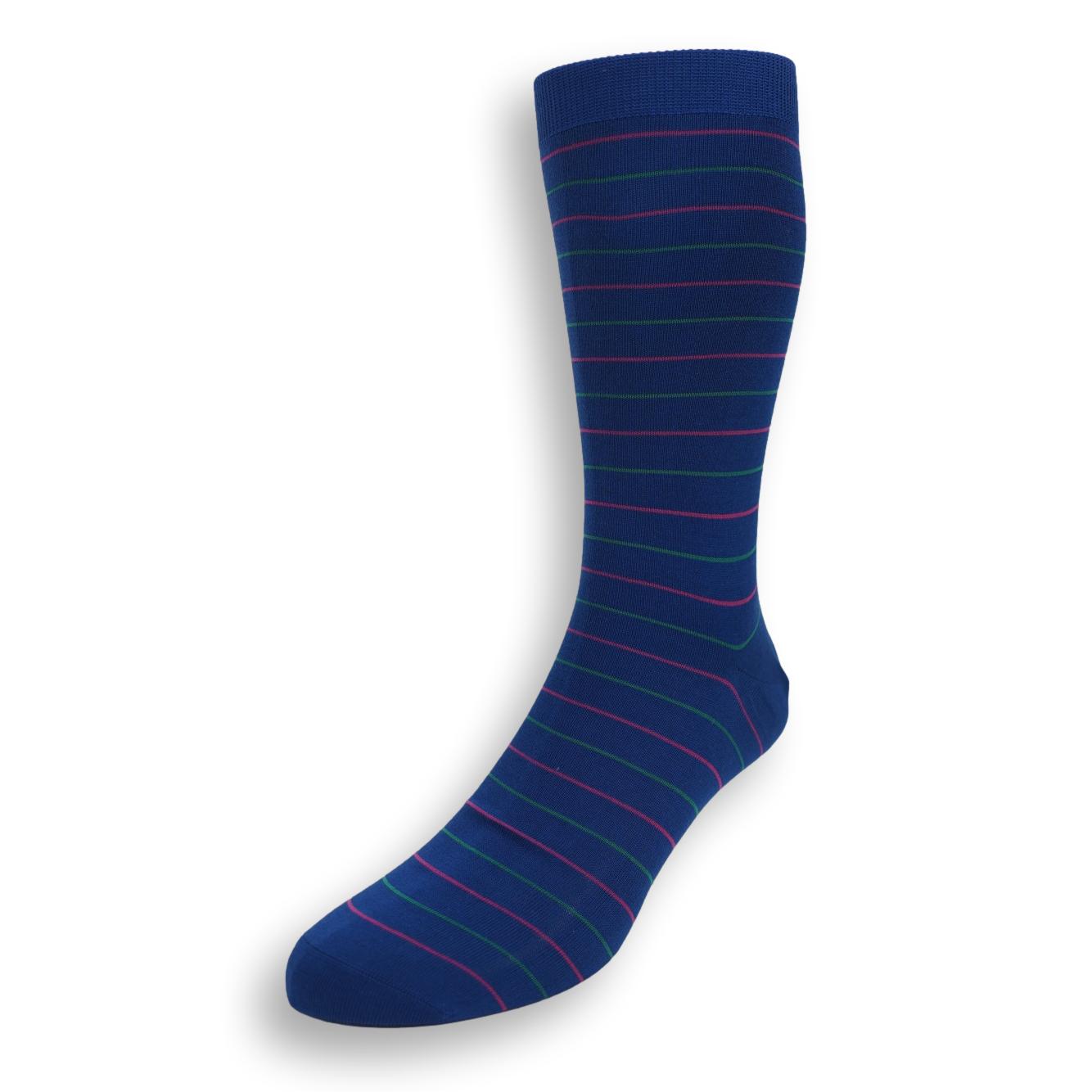 Mid-Calf Cotton Fine Stripe Dress Sock