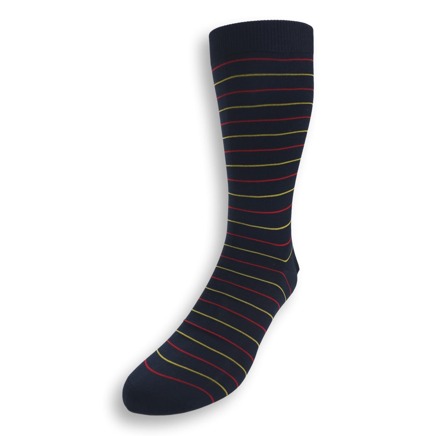 Mid-Calf Cotton Fine Stripe Dress Sock