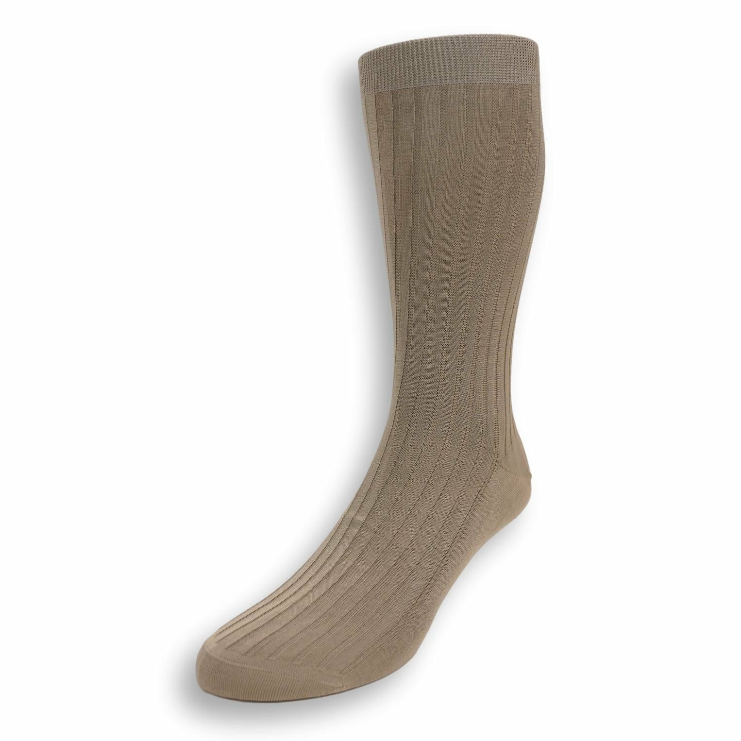 Mid-Calf Ribbed Cotton Dress Sock