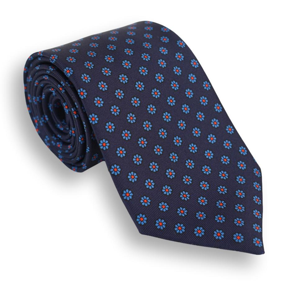 Large Flower Motif Silk Tie