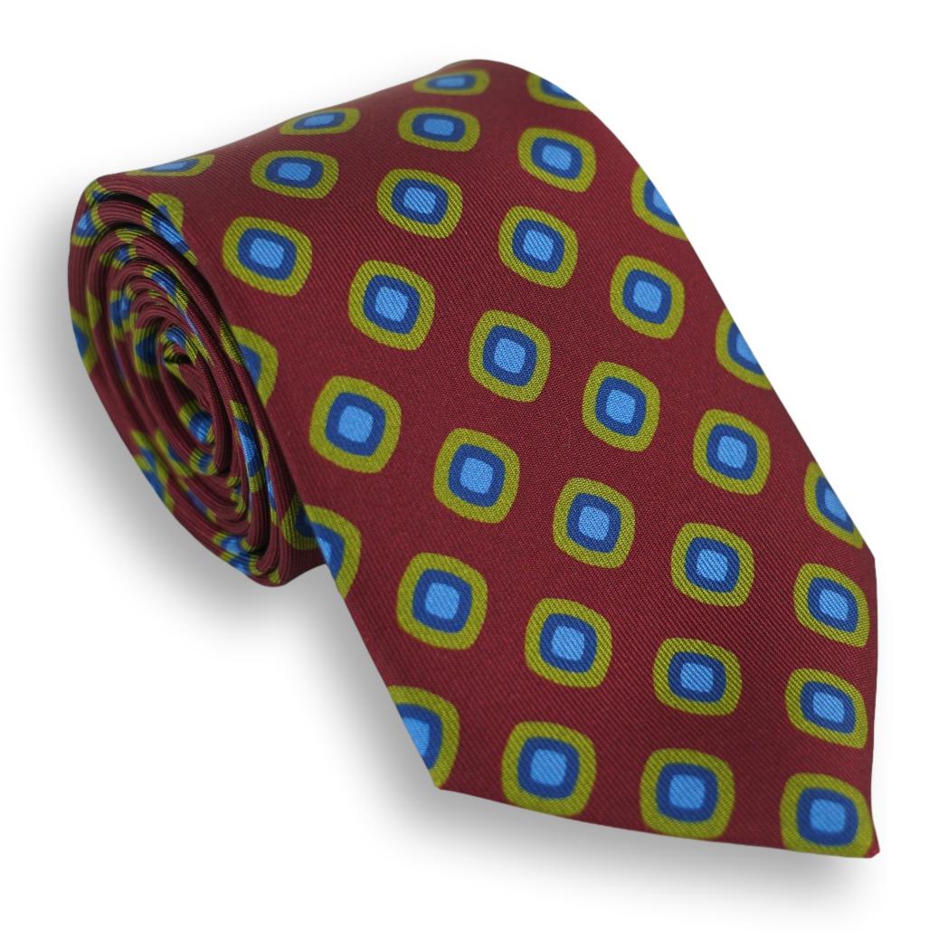 Diamond Bullseye Motif Silk Tie