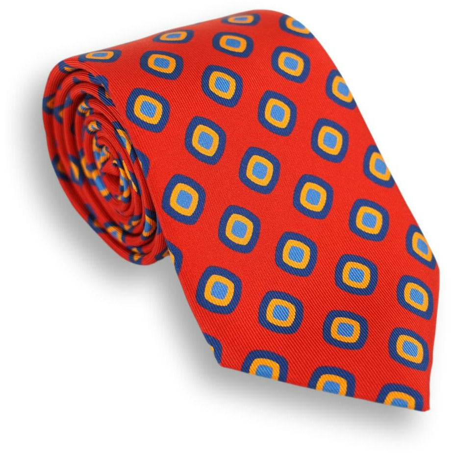 Diamond Bullseye Motif Silk Tie