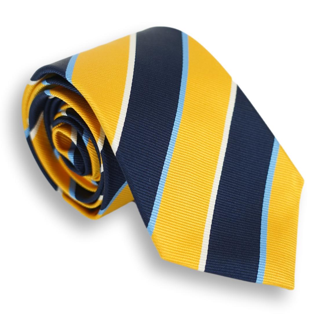 Navy with White and Sky Blue Repp Stripe Tie