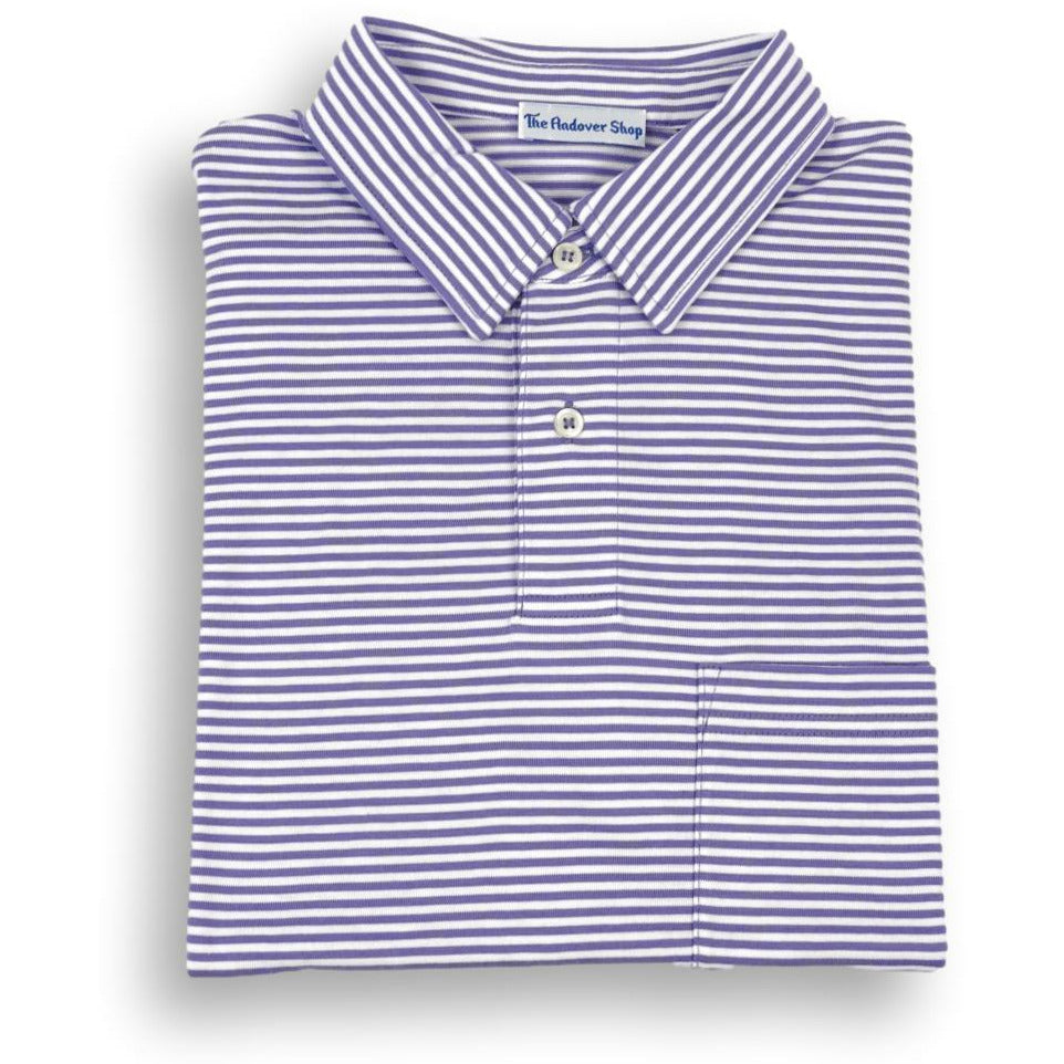 Striped Jersey Polo with Self Collar