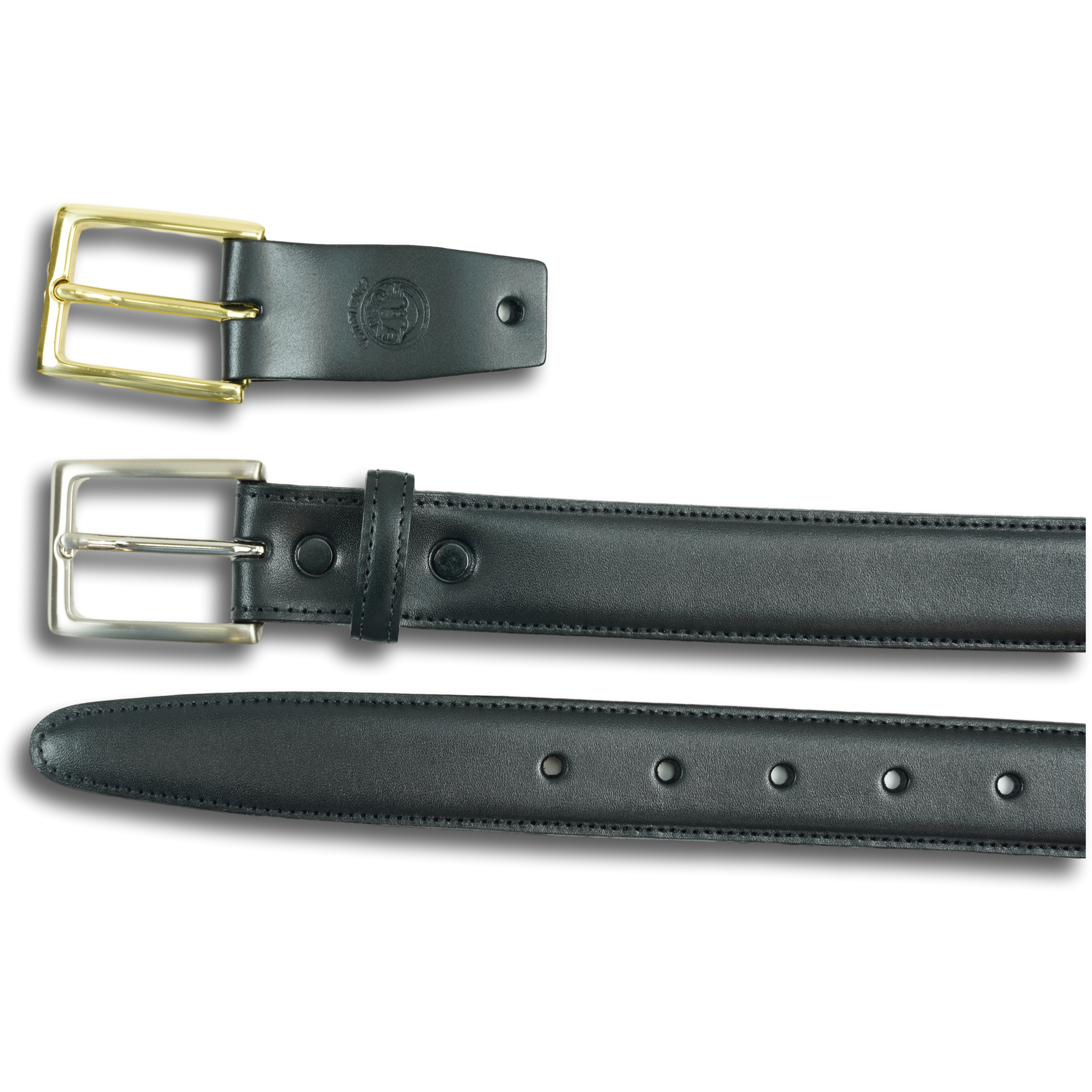 Kipskin Belt with Brass and Nickle Interchangeable Buckles