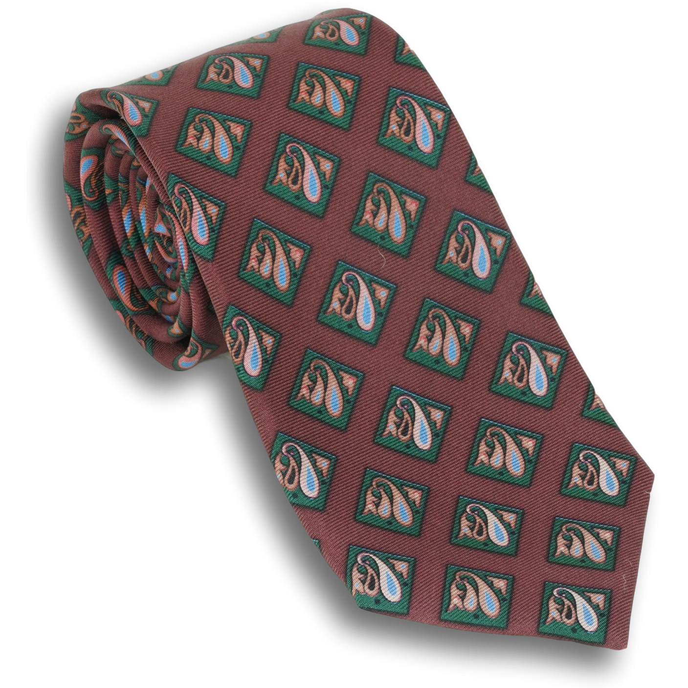 Diamond Paisley Motif Silk Tie