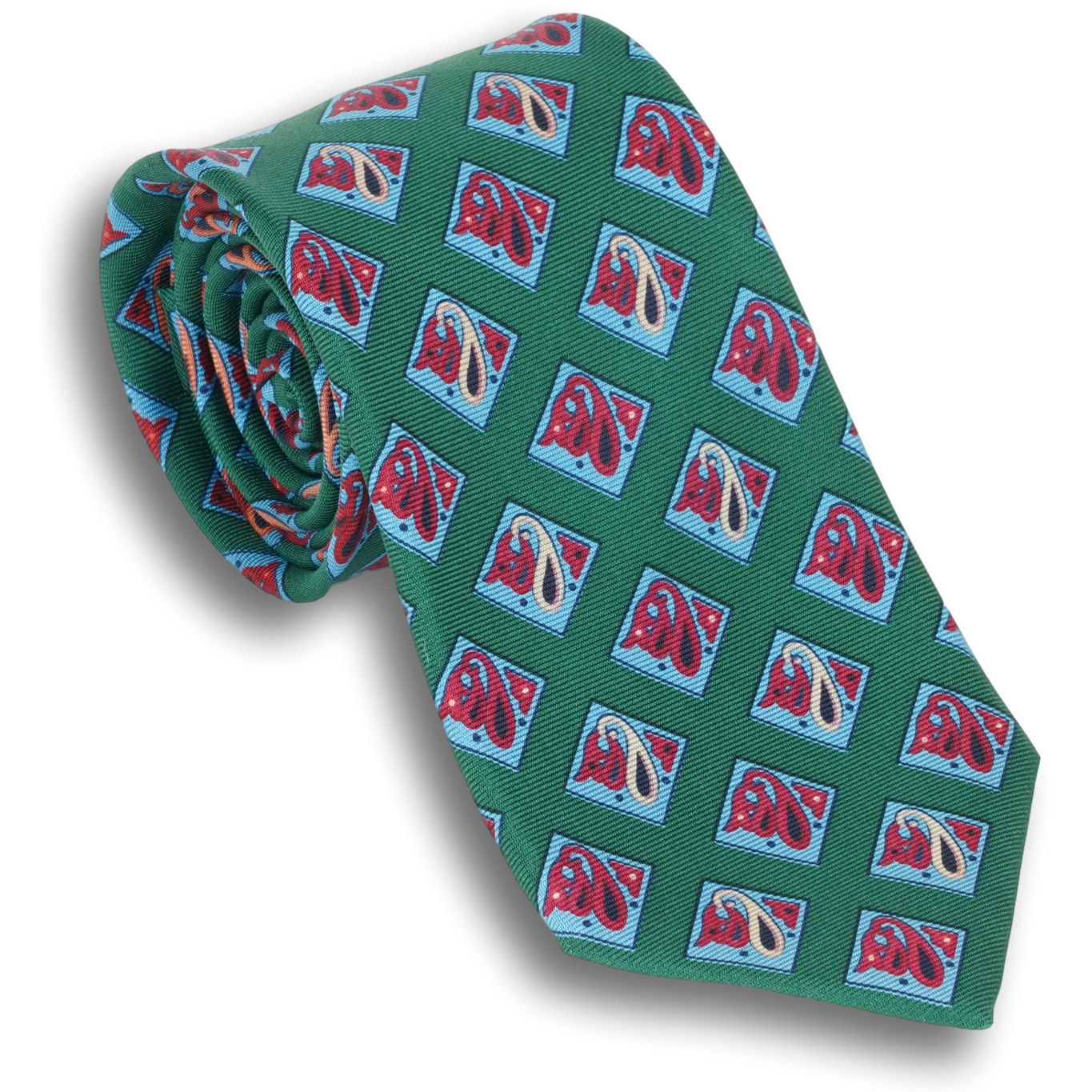 Diamond Paisley Motif Silk Tie