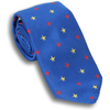 Blue with Red and Gold Stars Silk Tie