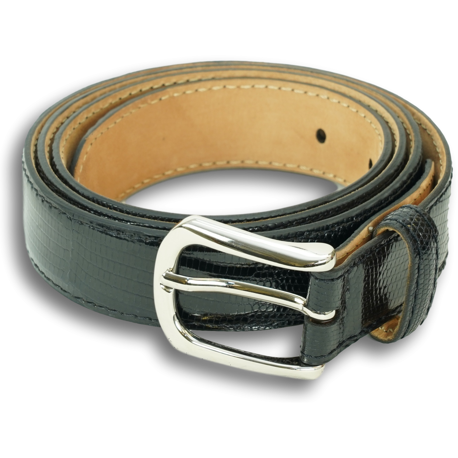 1 1/8" Lizard Skin Belt with Nickel Buckle