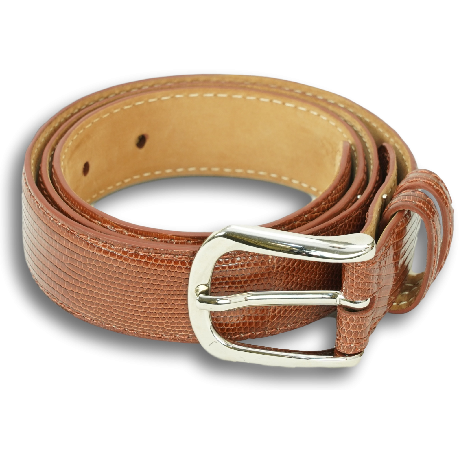 1 1/8" Lizard Skin Belt with Nickel Buckle