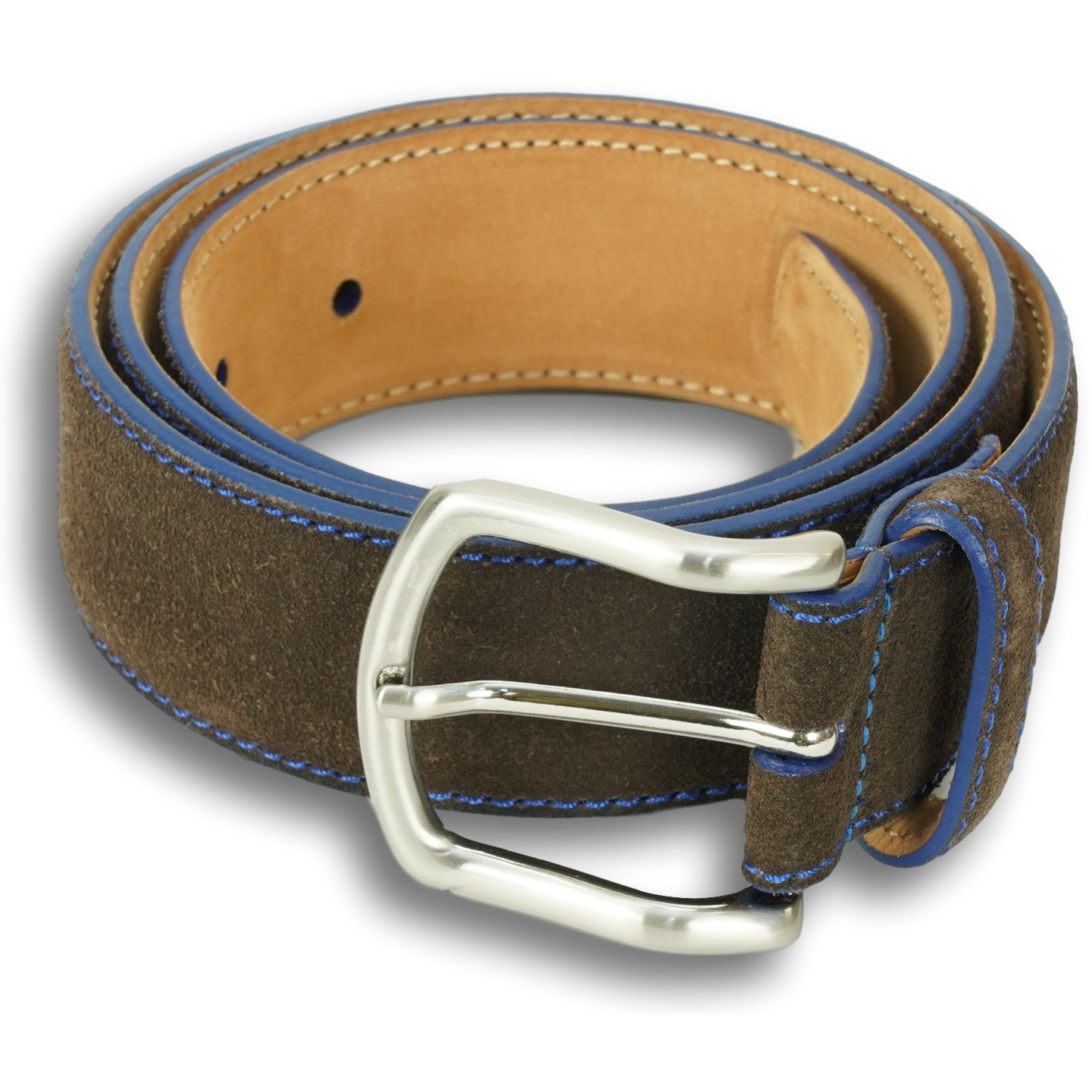 Suede Calfskin Belt with Brushed Nickel Buckle