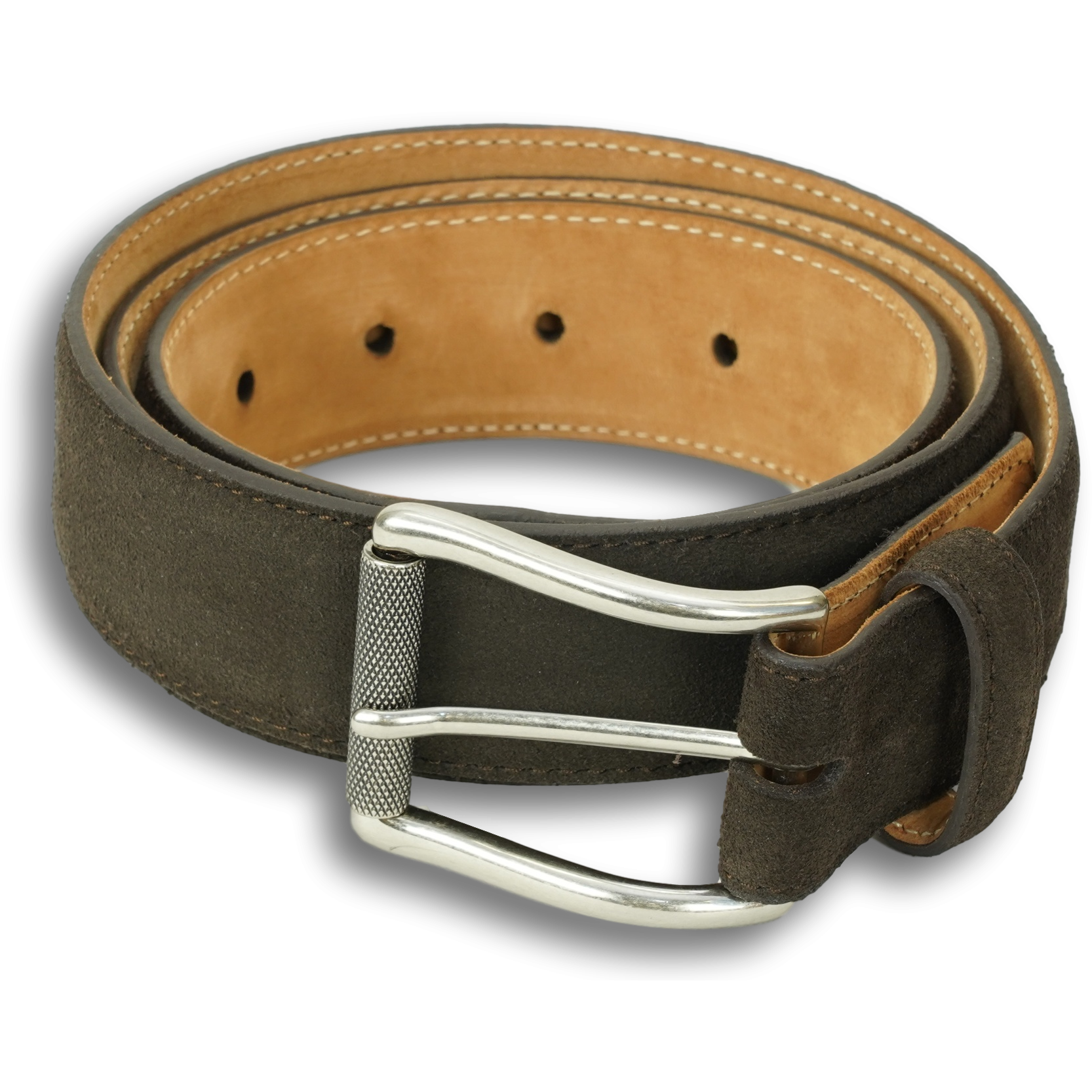 Suede Calfskin Belt with Brushed Nickel Buckle