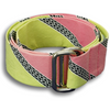 Lime Green and Light Pink with Black Link Diagonal Stripe Ribbon Belt