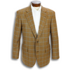 Cognac Cashmere Jacket with Light Blue Windowpane