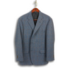 Soft Blue Herringbone with Deep Gold and Maroon Windowpane Sport Coat