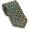 Olive with Multicolor Diamond and Flower Motif Silk Tie