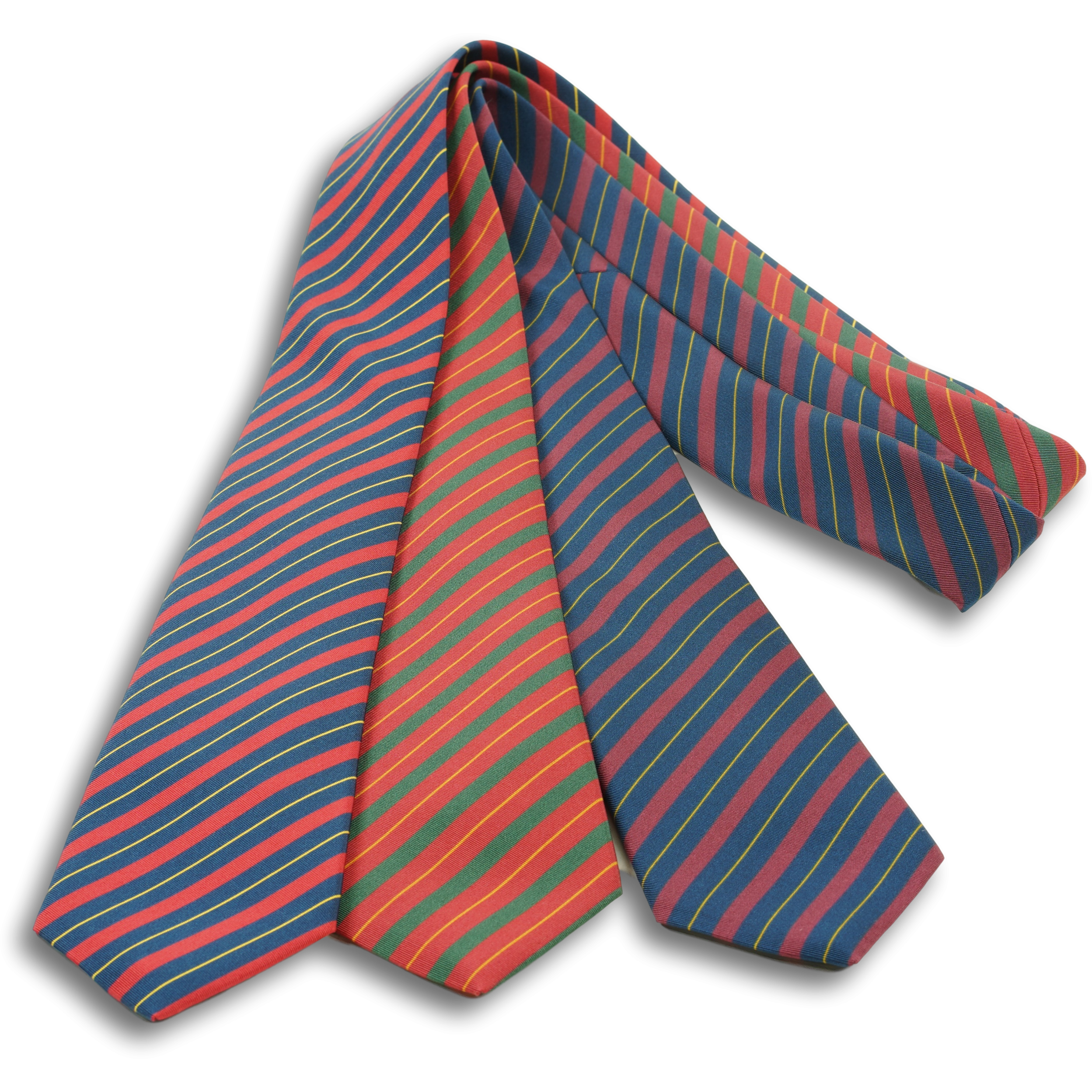 Multicolored Stripe with Thin Gold Stripe Irish Poplin Tie