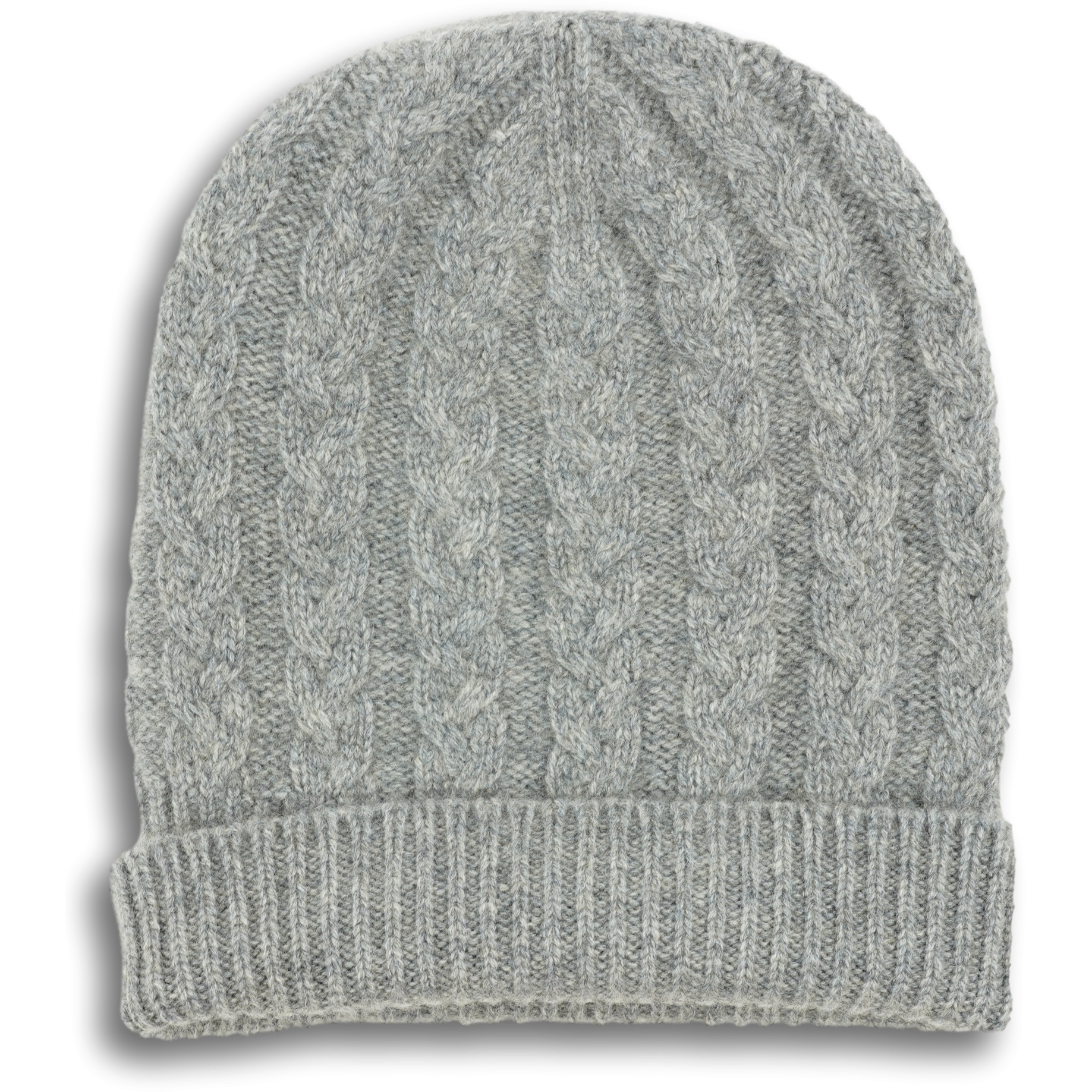 Cashmere Cable Knit Hat with Turn Up