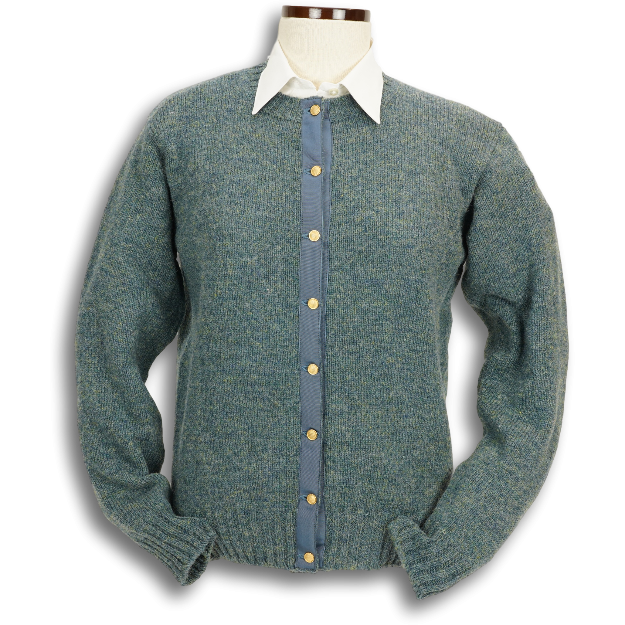 Shetland Crew Neck Cardigan Sweater