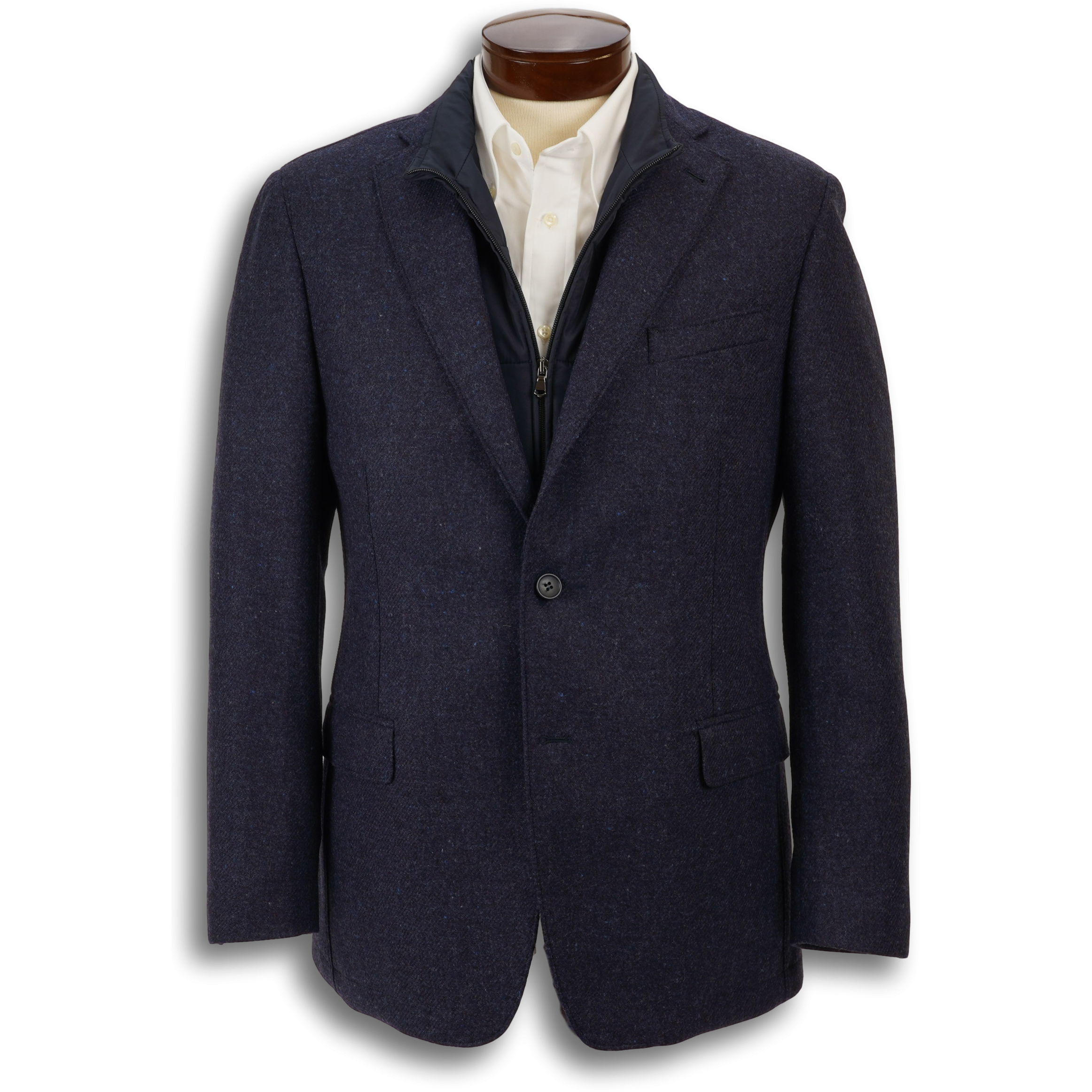 Navy 100% Virgin Italian Wool Zip-In Liner Sport Coat