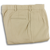 Khaki Cotton Twill Forward Pleated Trousers