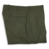 Loden Green Flannel Forward Pleated Trousers