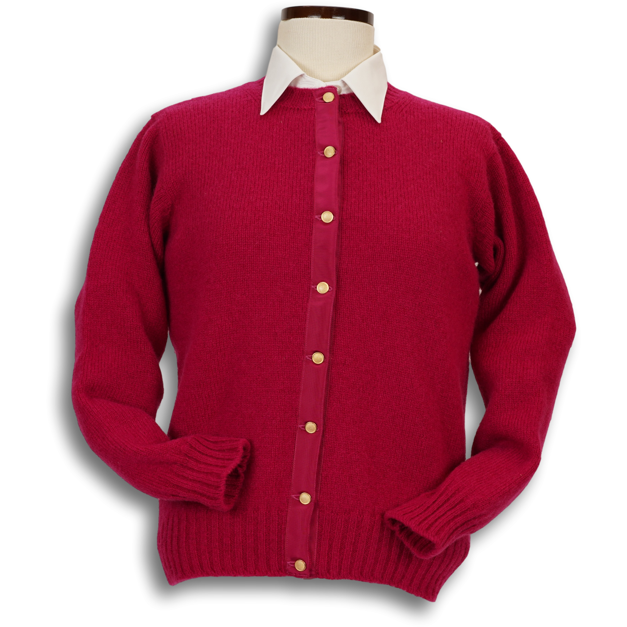 Shetland Crew Neck Cardigan Sweater