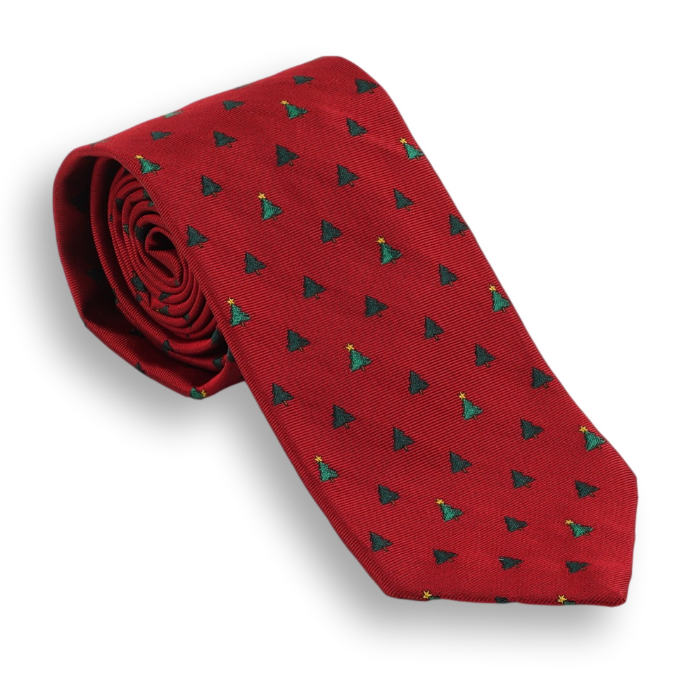 Christmas Tree Motif Silk Tie