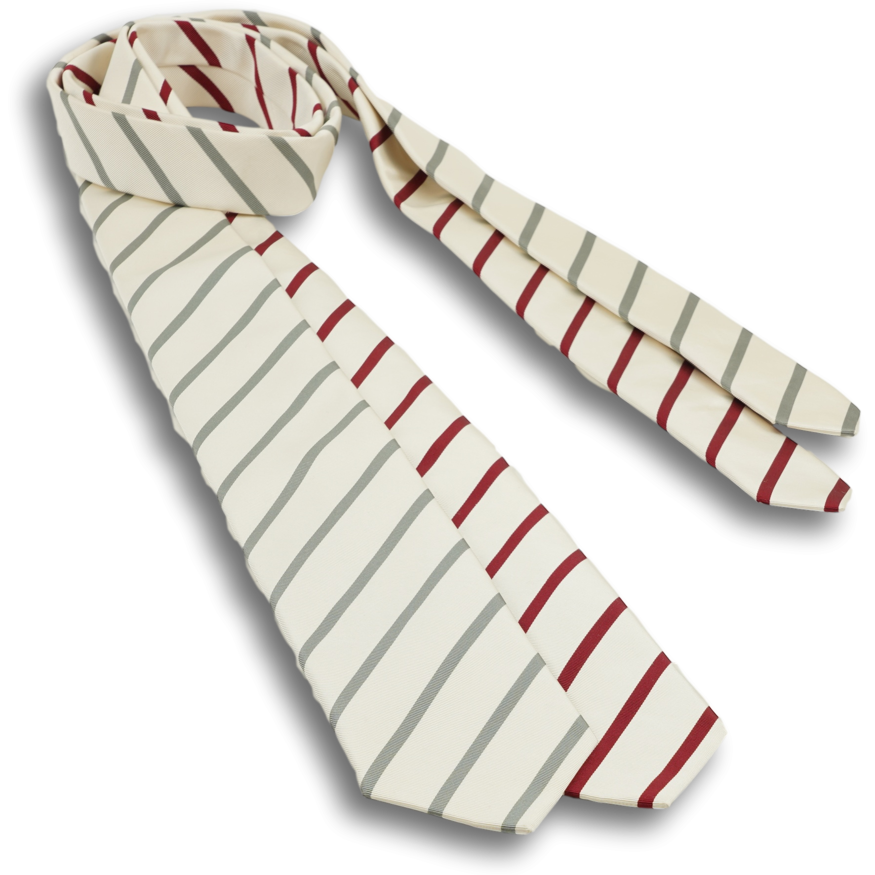 White with Silver Stripe Tie