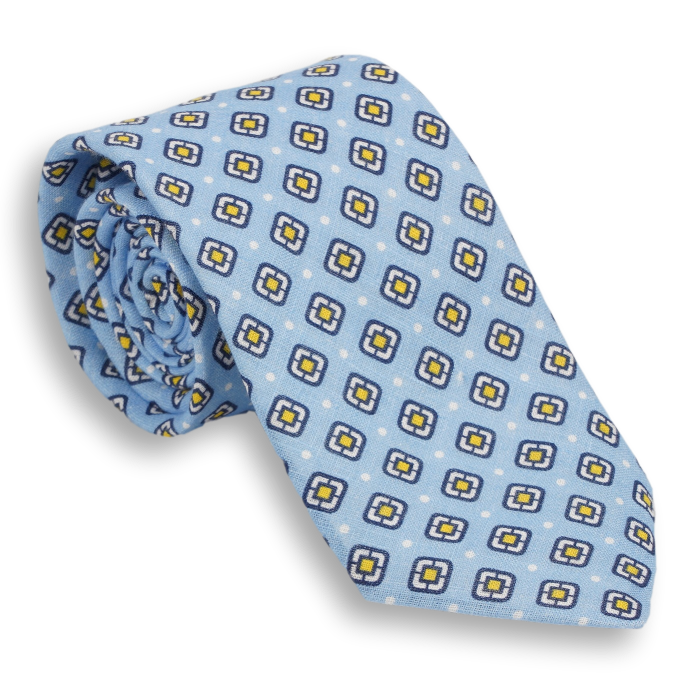 Shield Patterned Linen Tie