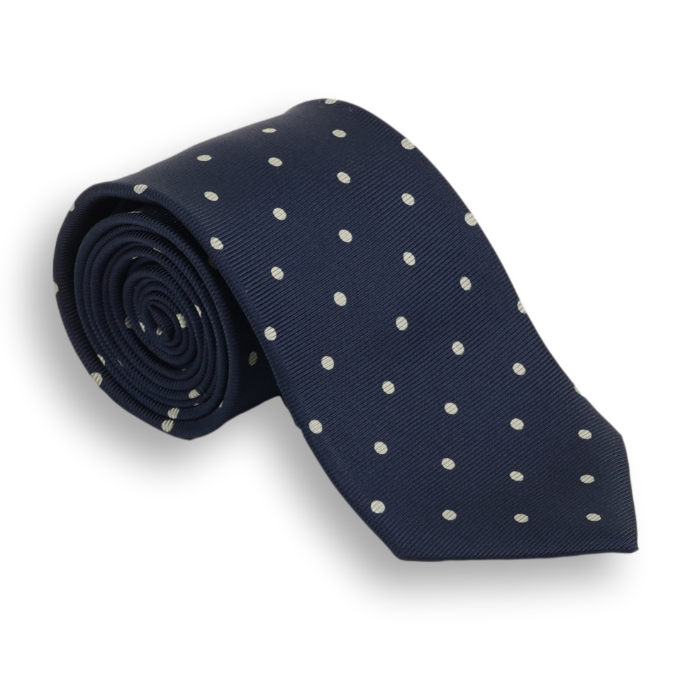 Navy with Polka Dots Silk Tie