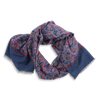 Navy and Multicolored Floral Print Yak and Wool Scarf