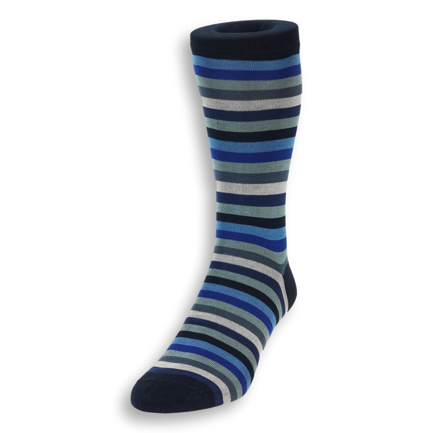 Pima Cotton Striped Mid-calf Dress Socks