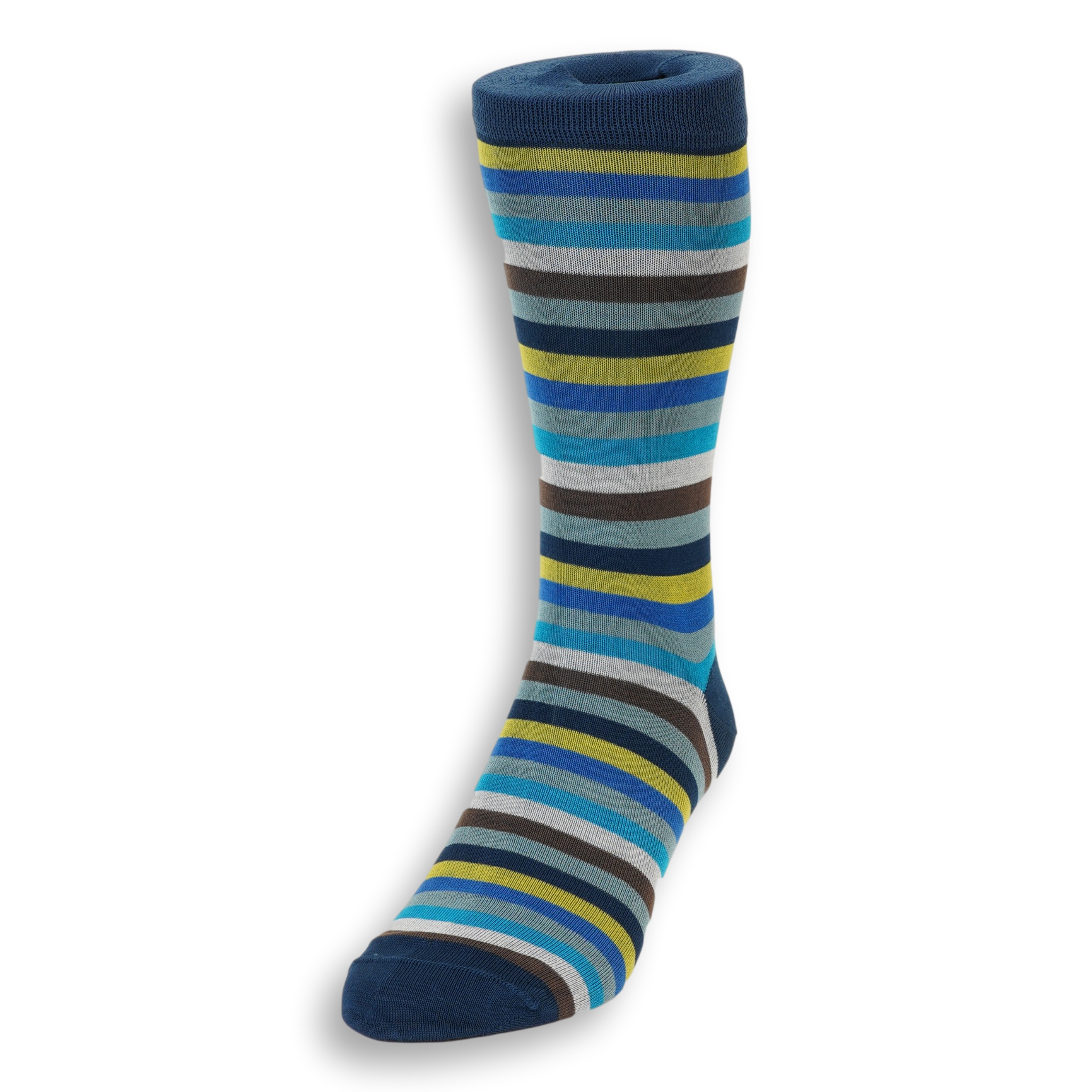 Pima Cotton Striped Mid-calf Dress Socks