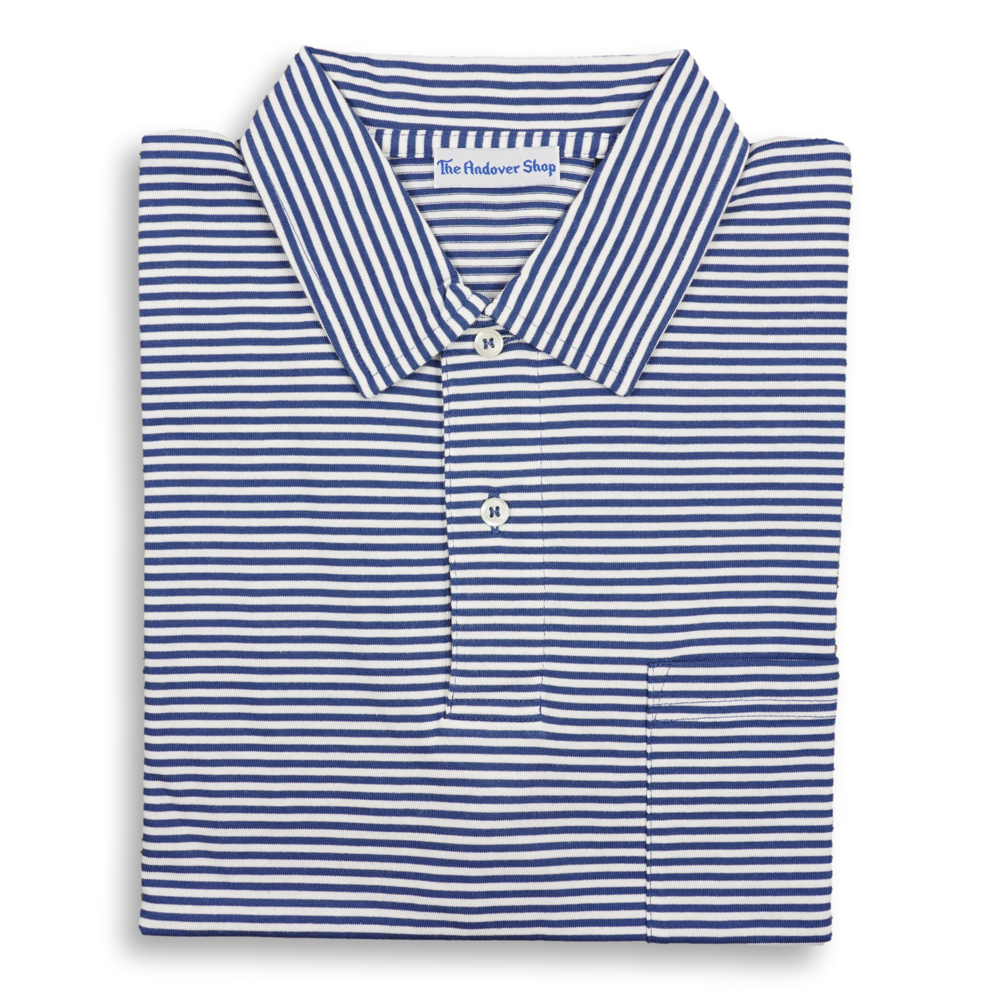 Striped Jersey Polo with Self Collar