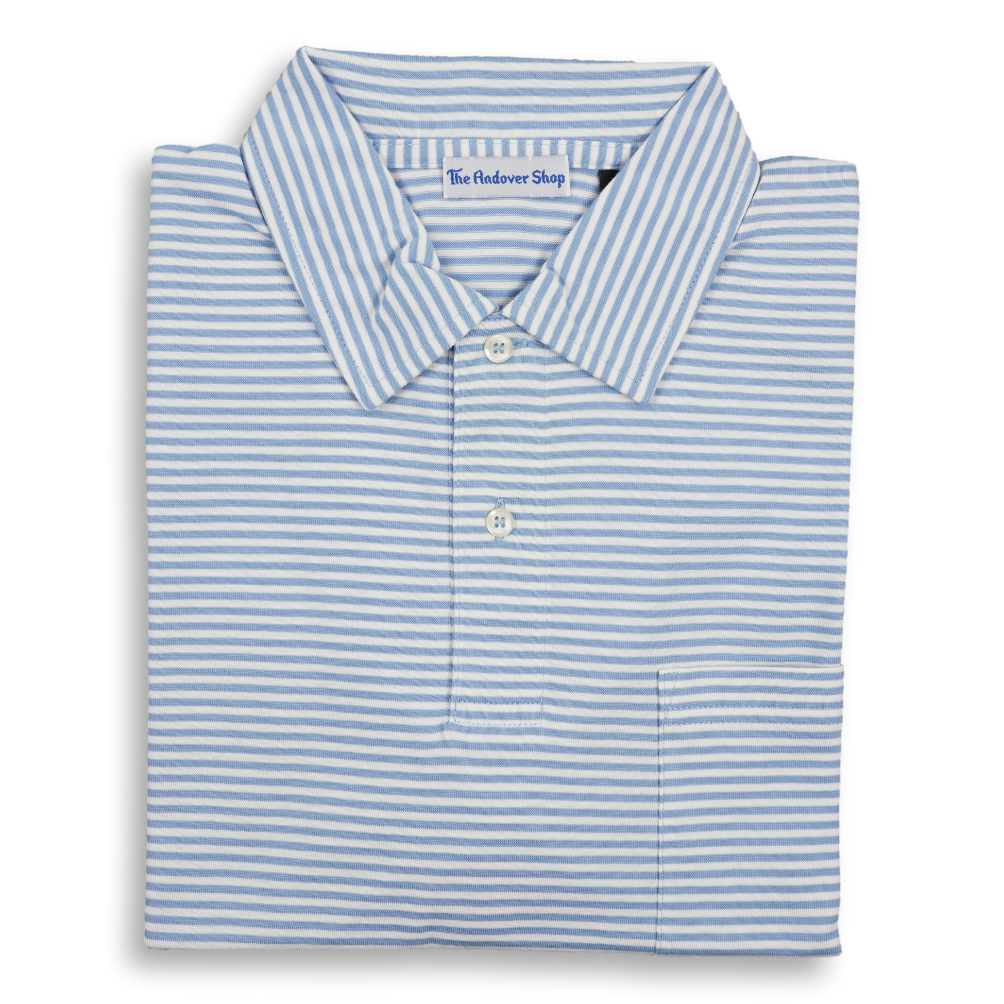 Striped Jersey Polo with Self Collar