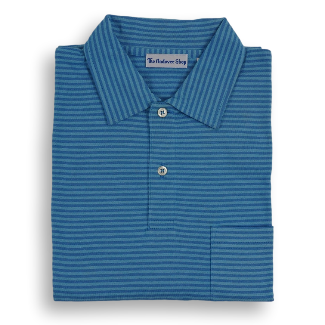 Striped Jersey Polo with Self Collar