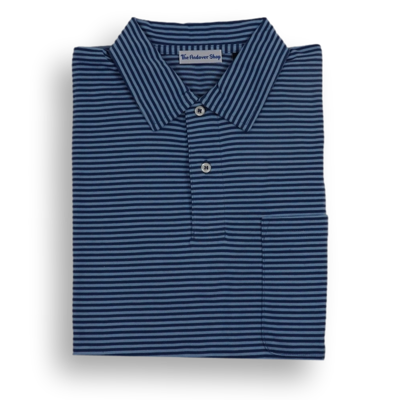 Striped Jersey Polo with Self Collar