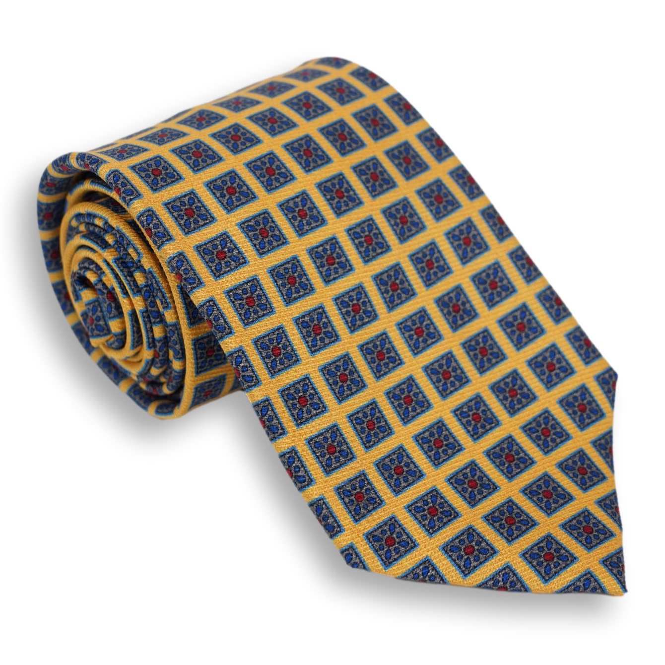 Abstract Square Shield Motif Silk Tie