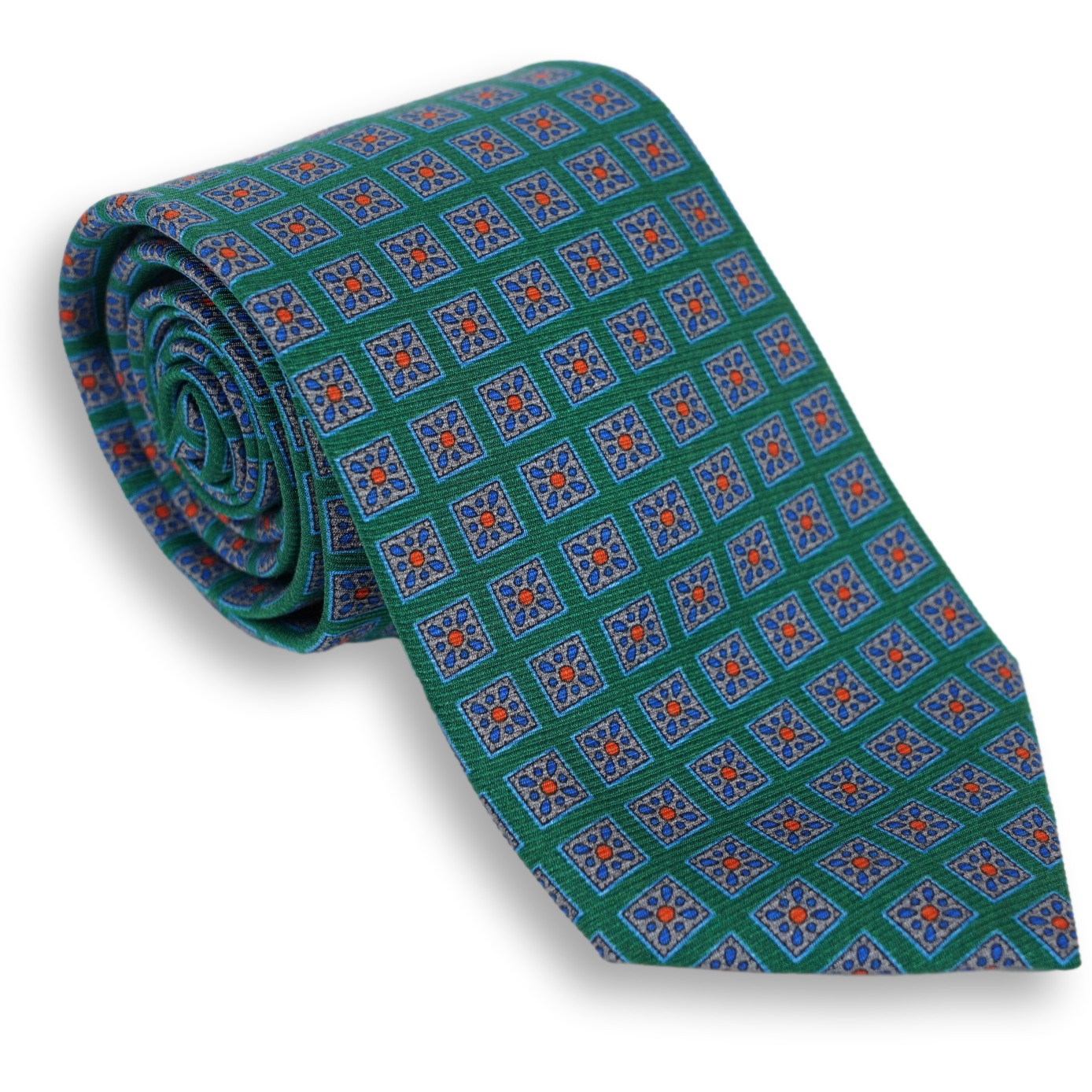 Abstract Square Shield Motif Silk Tie