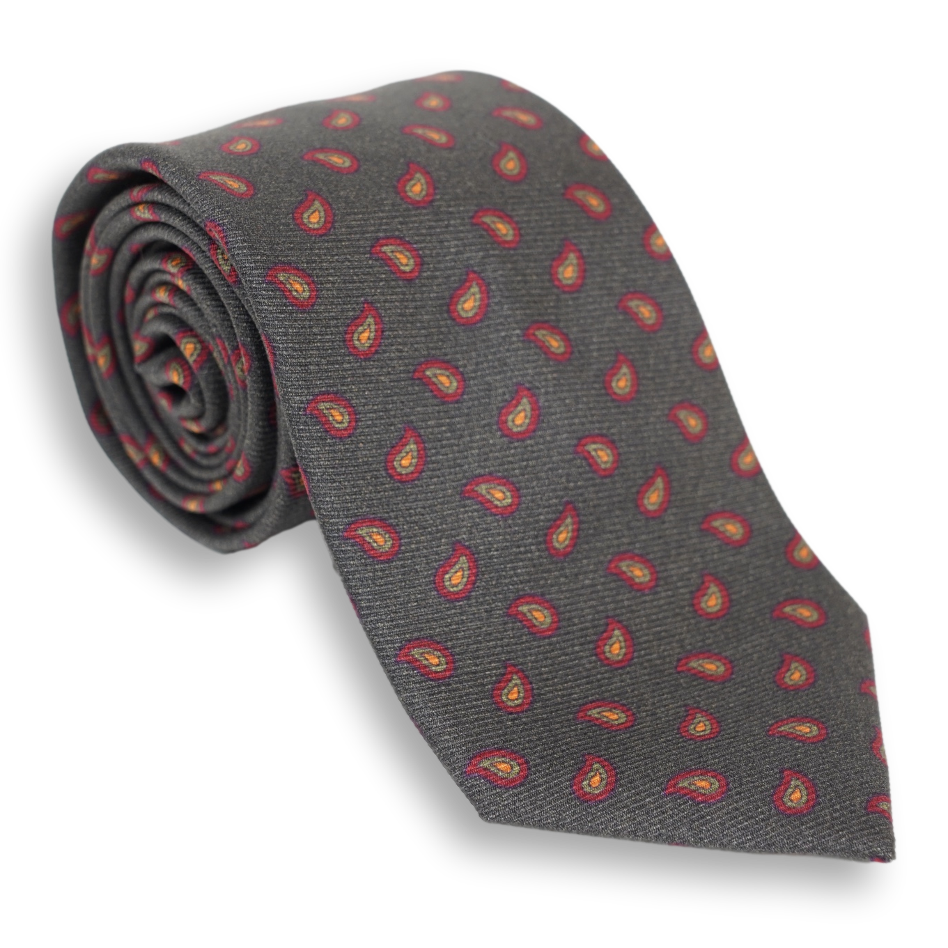 Multicolored Mini Paisley Motif Silk Woven Tie