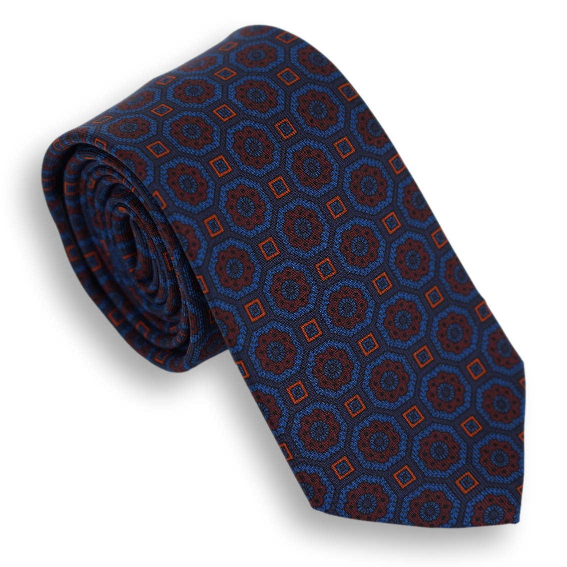 Multicolored Hexagon and Mini Square Patterned Irish Poplin Tie