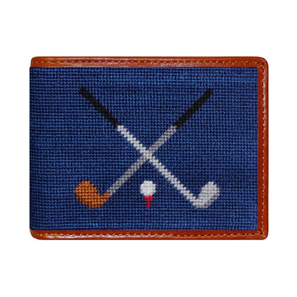 Crossed Golf Clubs Needlepoint Bi-Fold Wallet