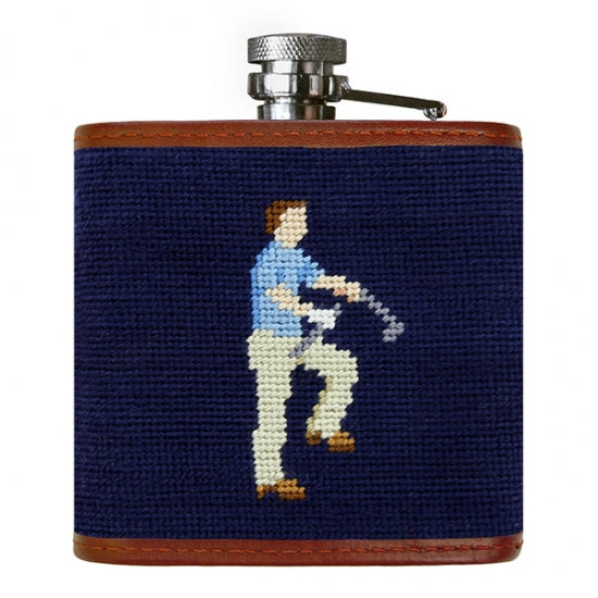 Mulligan Golfer Needlepoint Flask