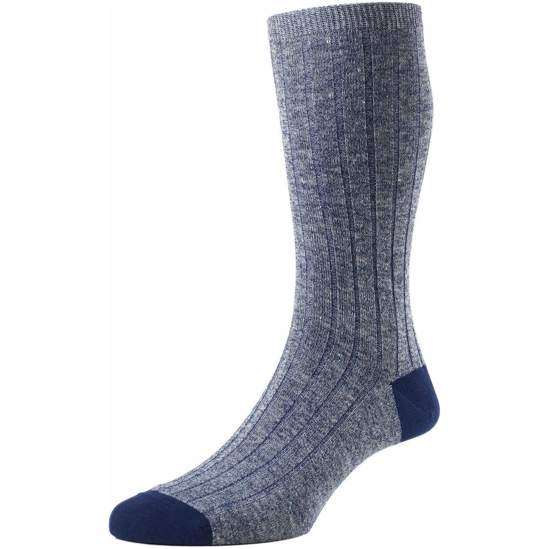 Hamada Linen Ribbed Mid-Calf Dress Socks