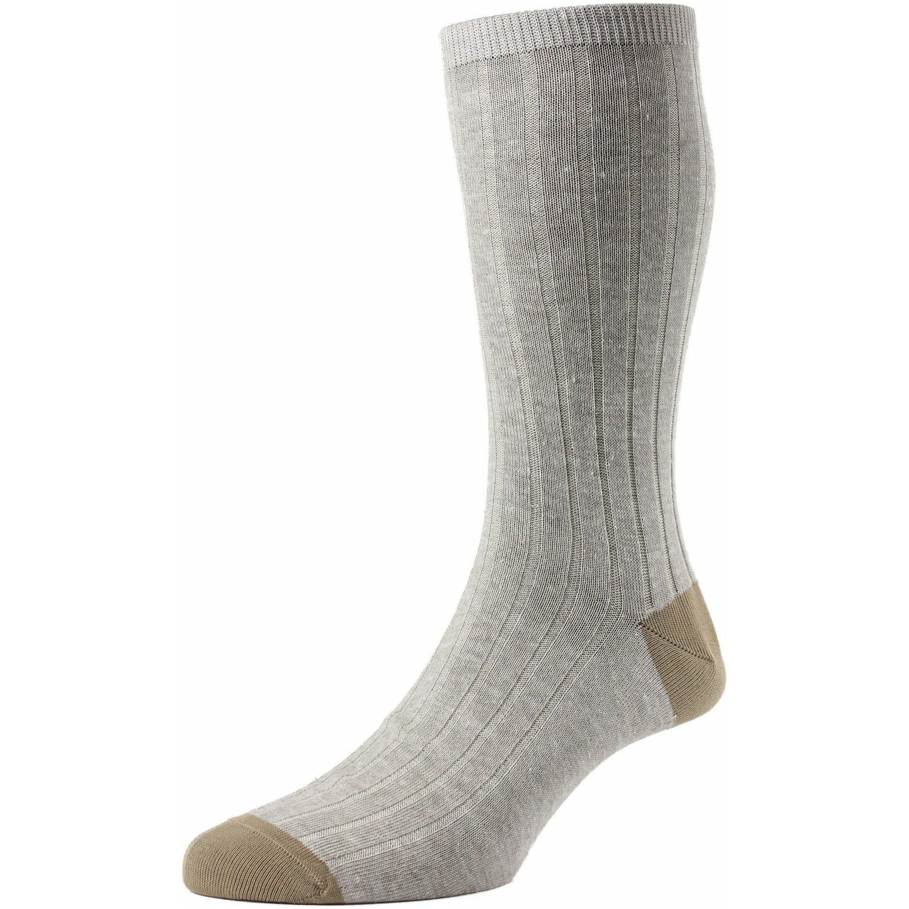 Hamada Linen Ribbed Mid-Calf Dress Socks