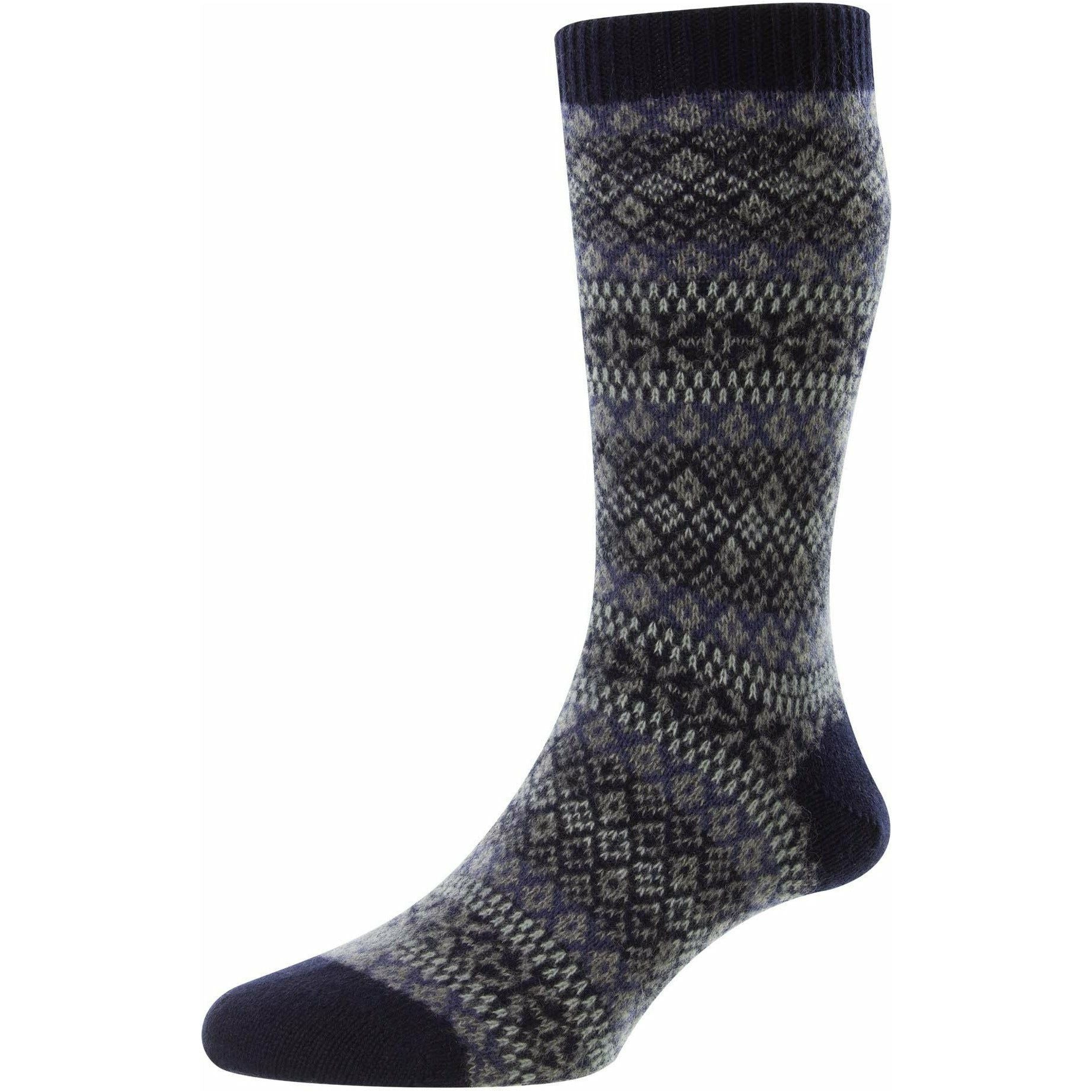 Sherborne Cashmere Fairsisle Mid-calf Dress Socks